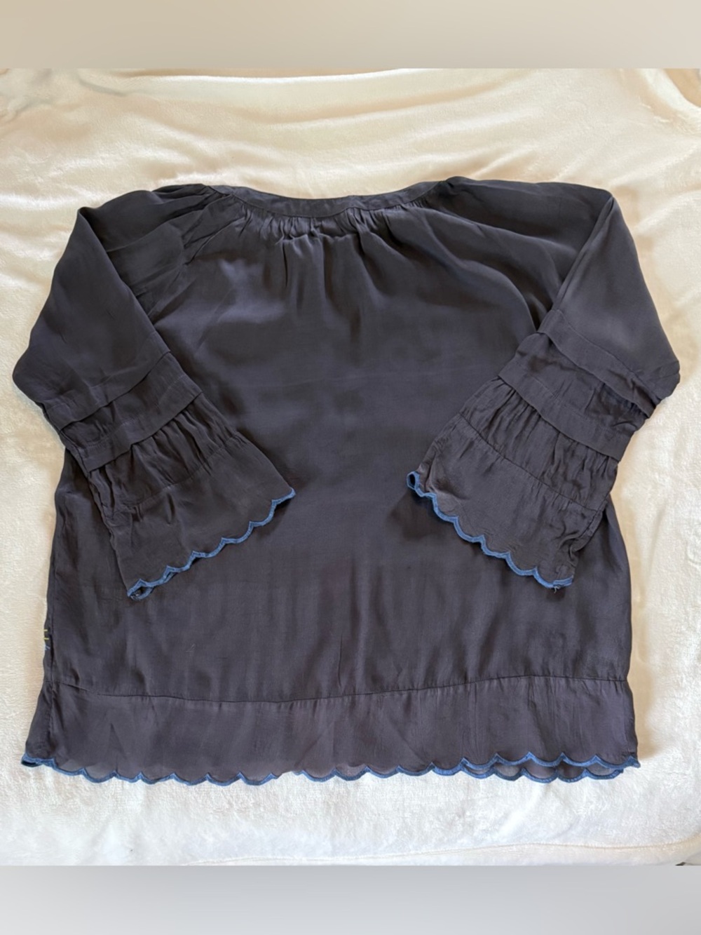 Karen Seo Boho Embroidered Peasant Top with Multicolor Floral XL - Picture 7 of 8